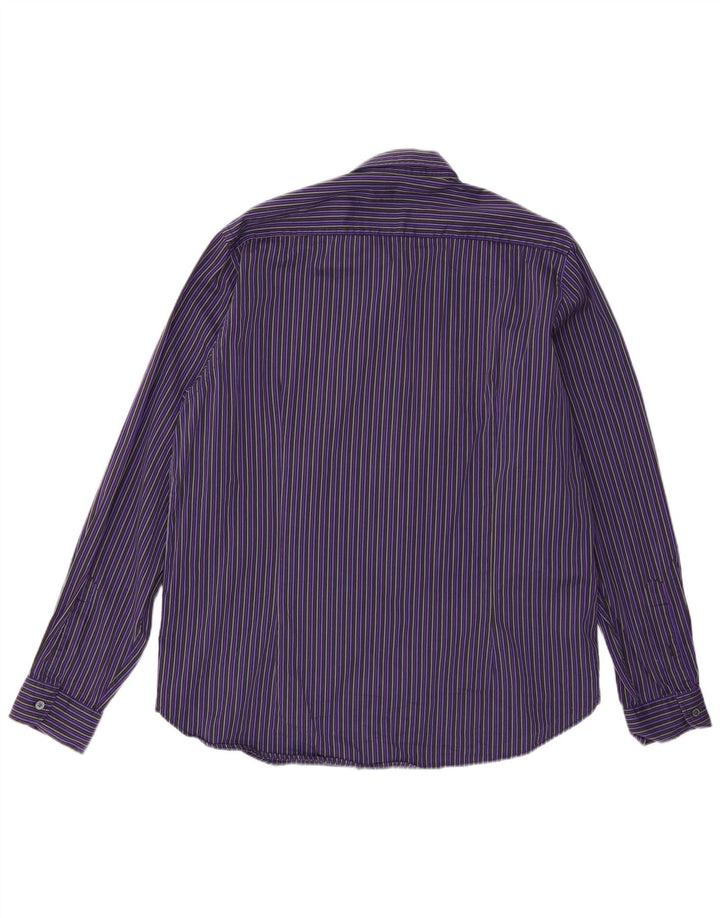 Camisa masculina Ted Baker tamanho 6 2XL algodão listrado roxo