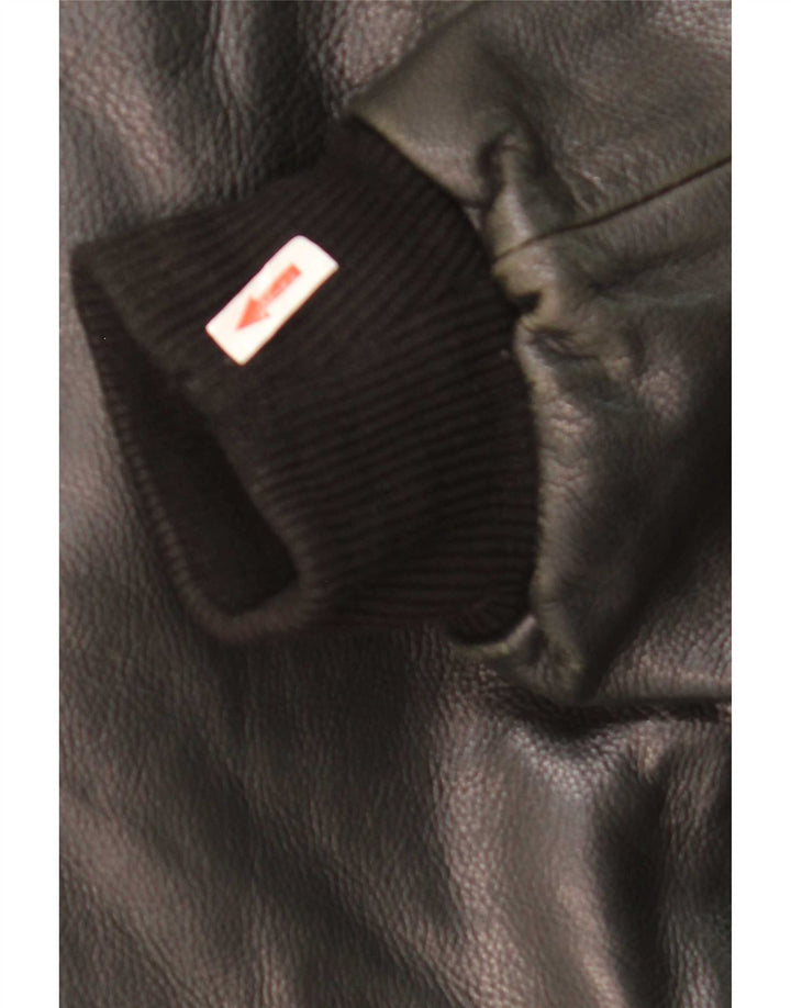 Jaqueta de couro militar masculina vintage UK 42 XL preta
