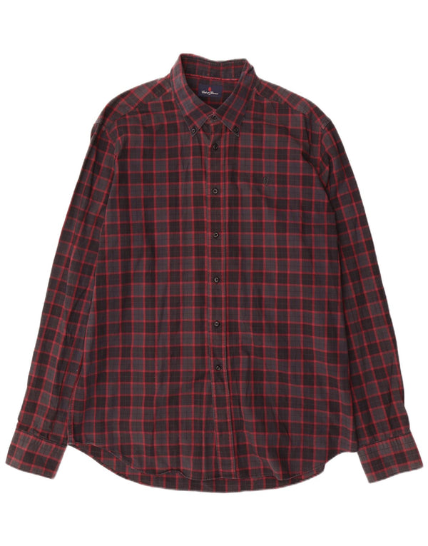 Camisa masculina Conte of Florence 2XL algodão xadrez vermelho