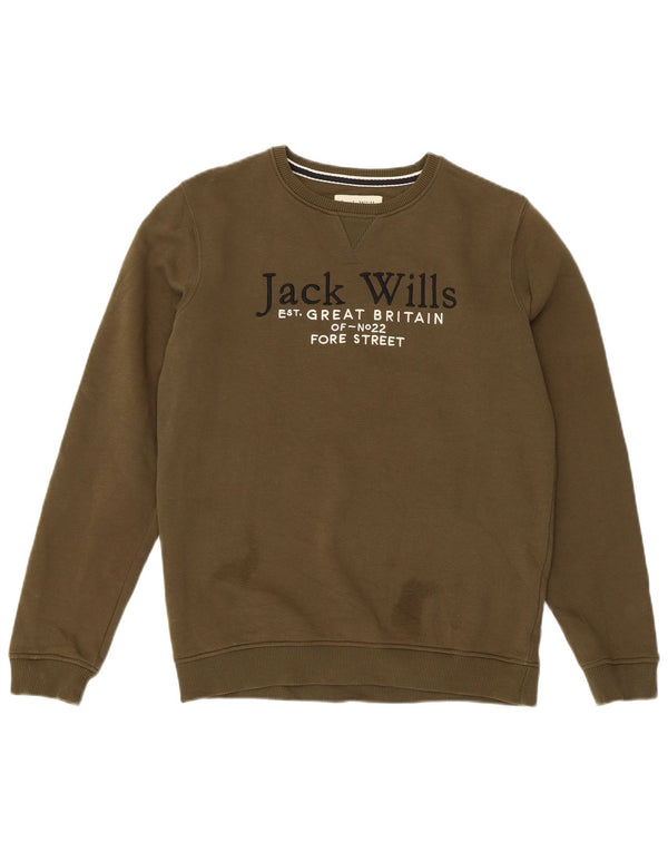 Suéter gráfico Jack Wills Boys 14-15 anos algodão cáqui