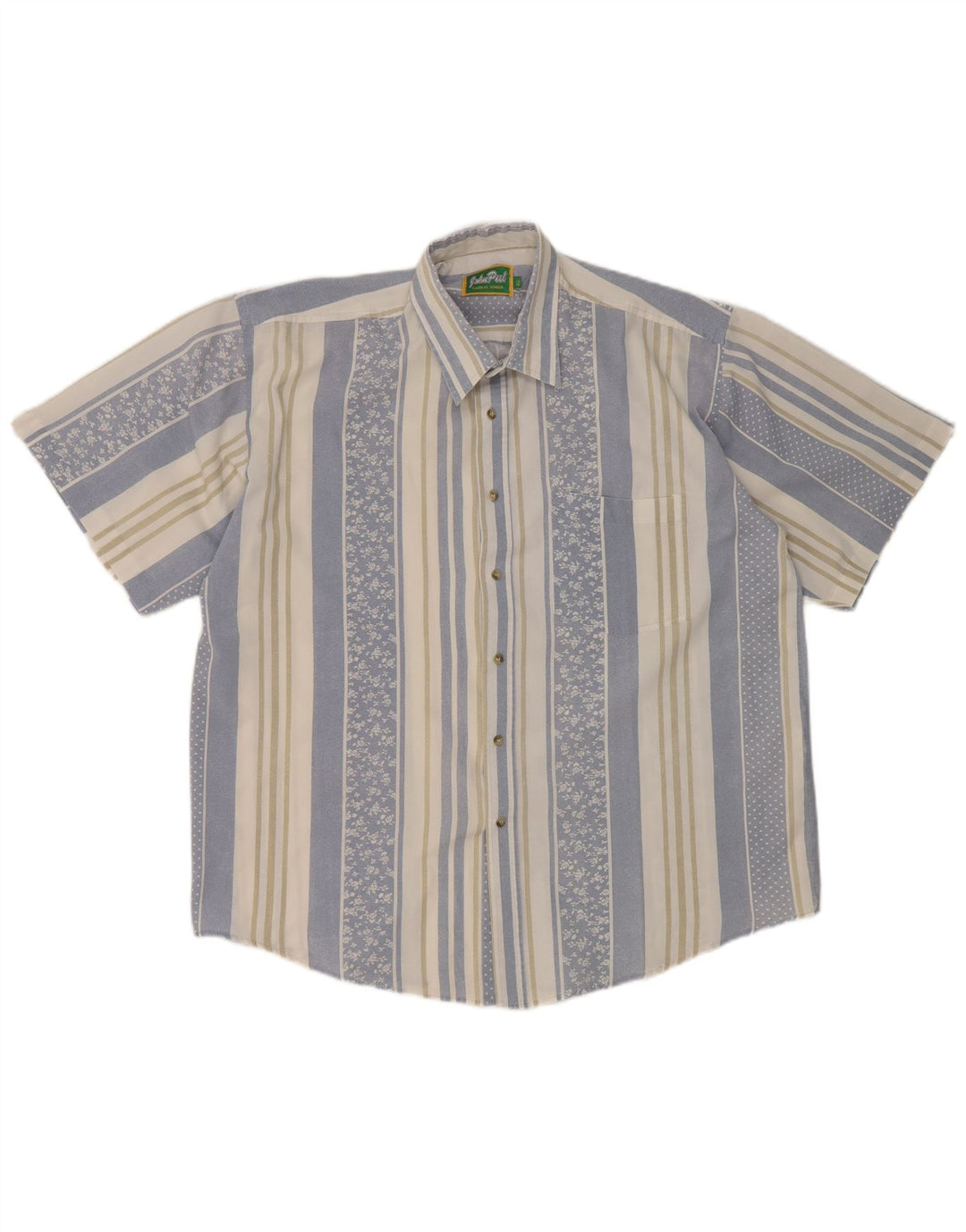 Camisa masculina de manga curta John Peel XL listrada azul