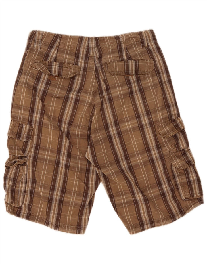 Shorts cargo masculino Lee W30 algodão xadrez marrom médio