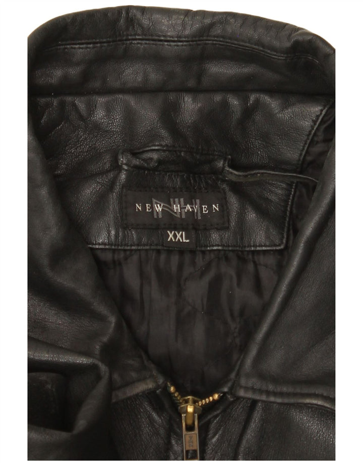 Jaqueta de couro masculina VINTAGE UK 44 2XL preta