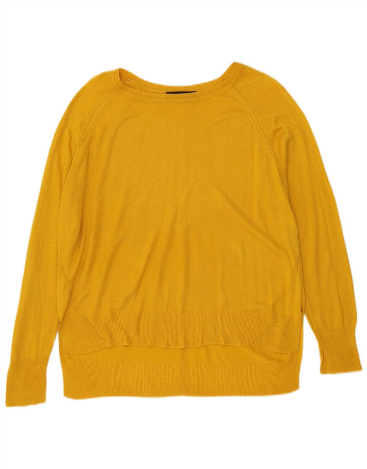 Suéter Zara feminino com gola canoa UK 14 médio amarelo