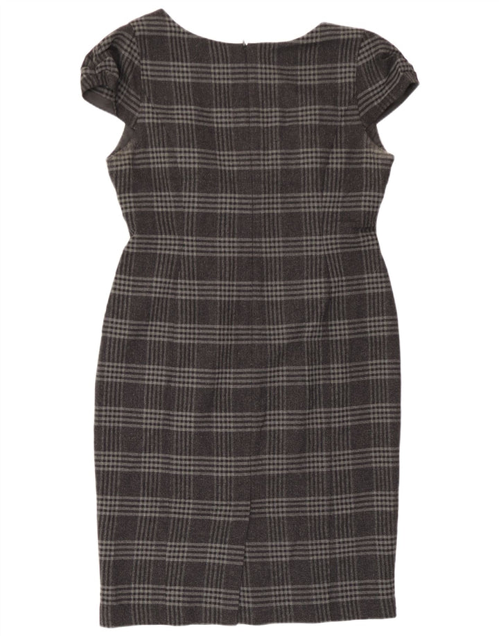 Vestido bainha feminino Marks & Spencer Reino Unido 14 poliéster xadrez cinza médio