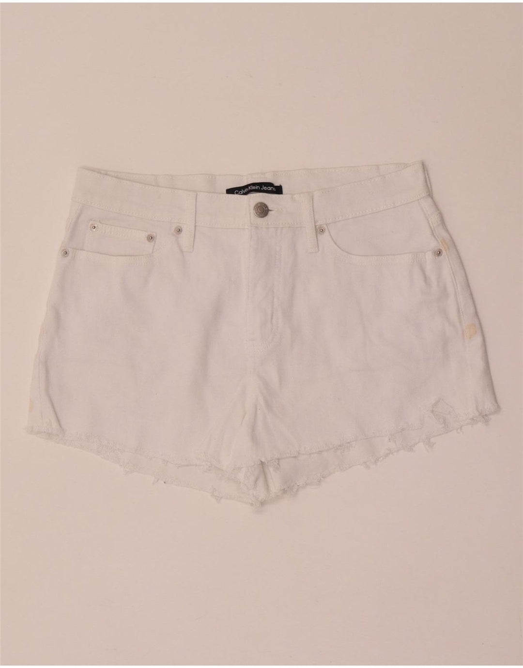 Shorts jeans feminino Calvin Klein W28 médio algodão branco