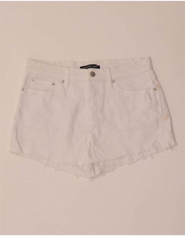 Shorts jeans feminino Calvin Klein W28 médio algodão branco