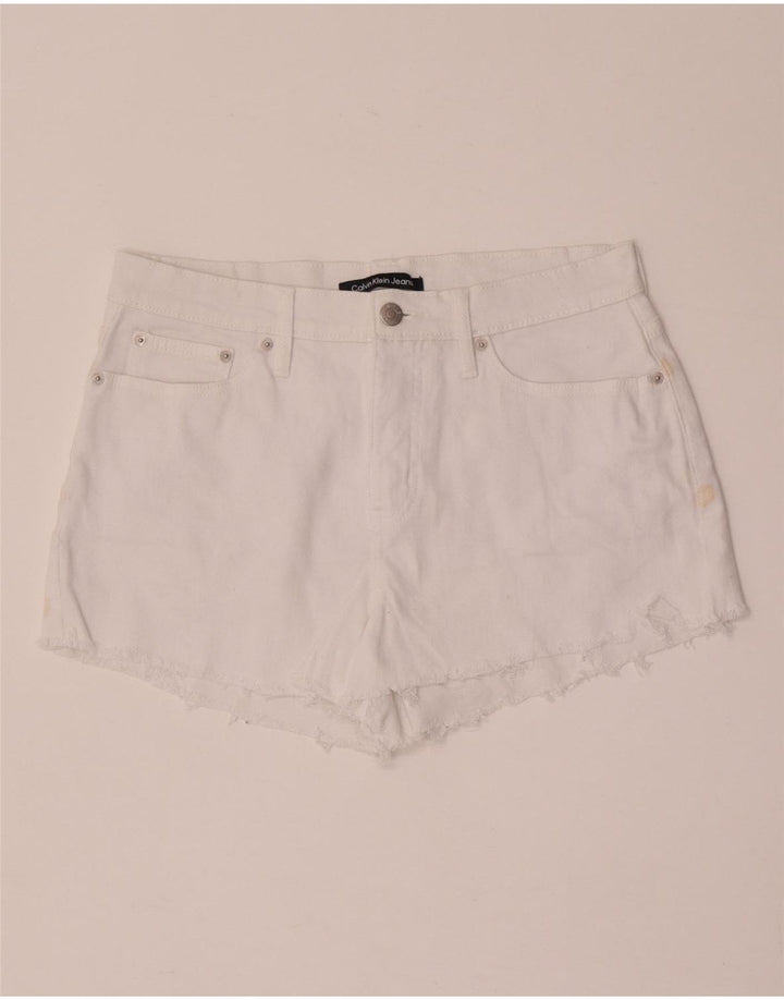 Shorts jeans feminino Calvin Klein W28 médio algodão branco