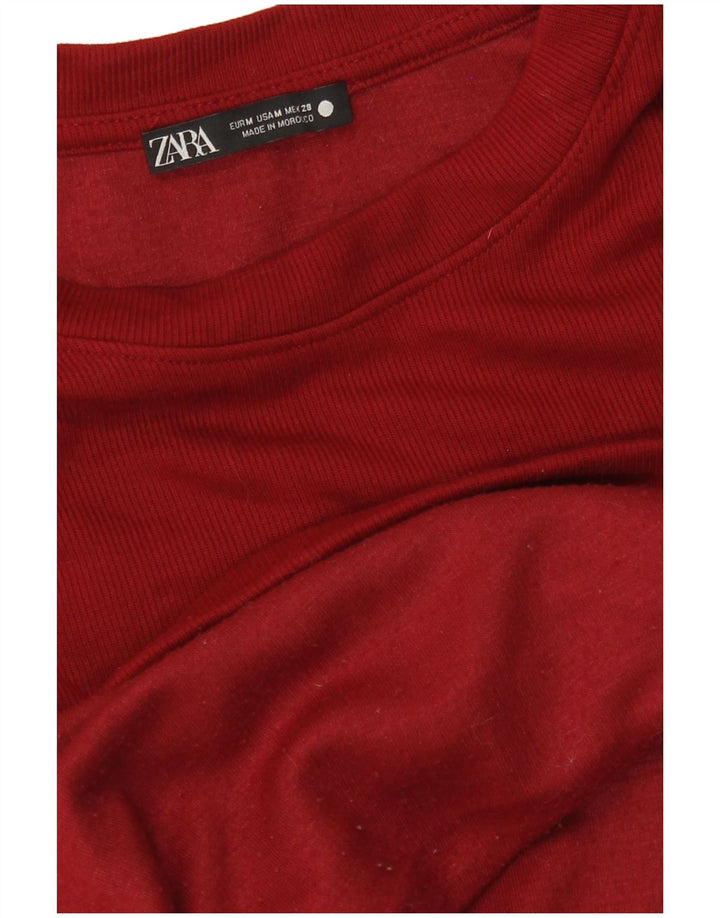 ZARA moletom feminino cropped UK 14 médio Borgonha