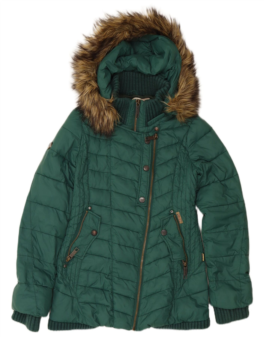 Jaqueta masculina acolchoada com capuz KHUJO UK 42 XL verde nylon