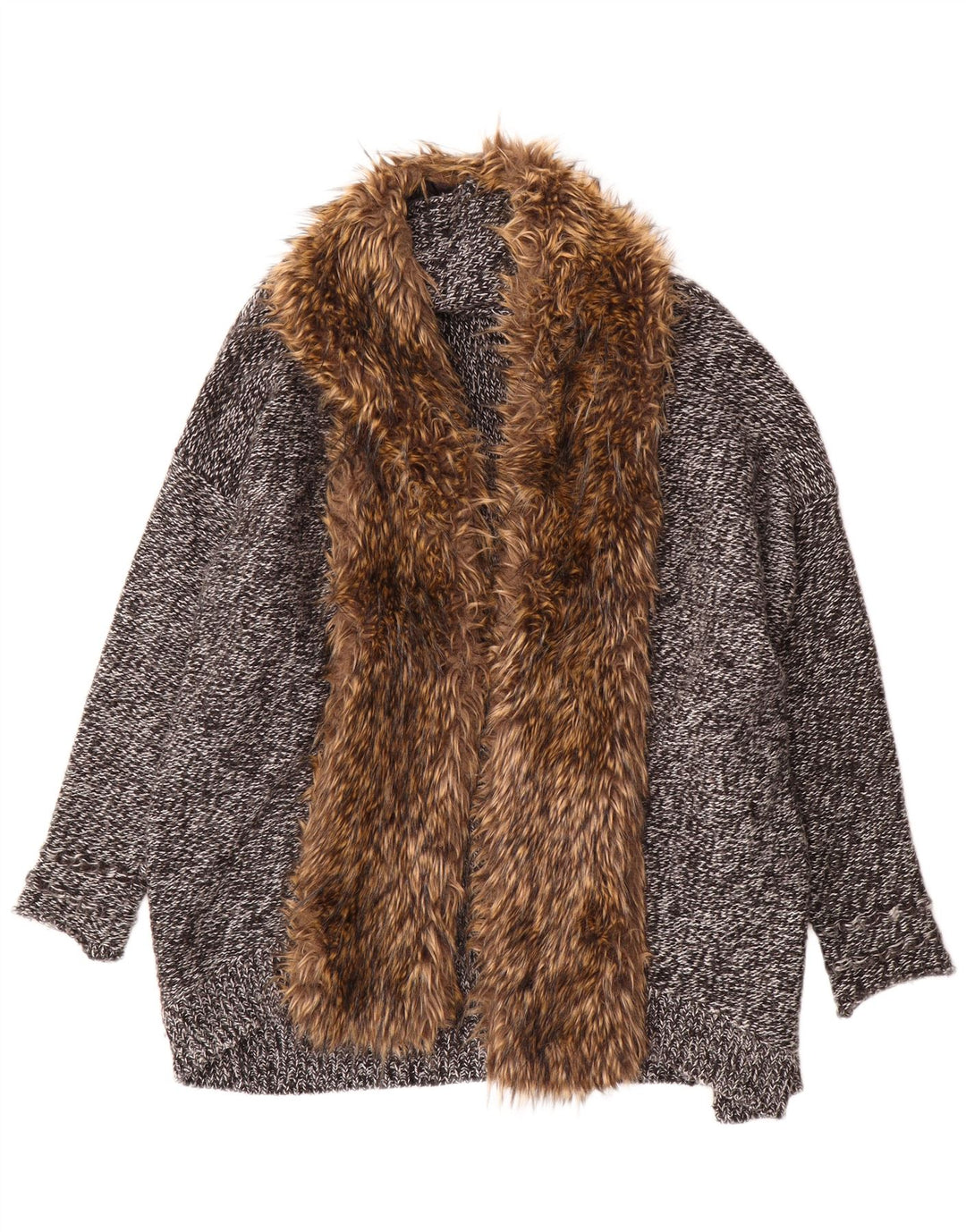 Guess Suéter feminino oversized longline cardigan Reino Unido 10 pequeno cinza manchado