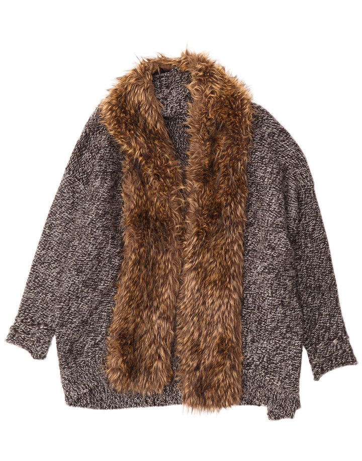 Guess Suéter feminino oversized longline cardigan Reino Unido 10 pequeno cinza manchado