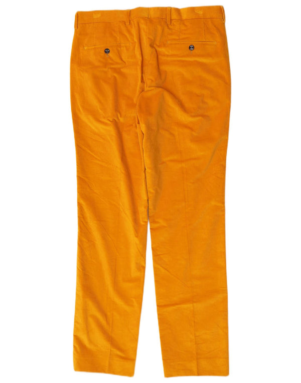 Calça masculina de veludo reto Hugo Boss IT 48 médio W32 L32 amarelo