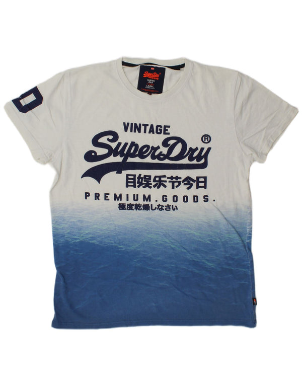 Superdry camiseta masculina gráfica top grande algodão colorblock branco