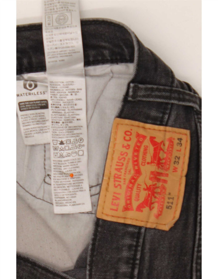 Levi's Masculino 511 Slim Jeans W32 L34 Algodão Preto