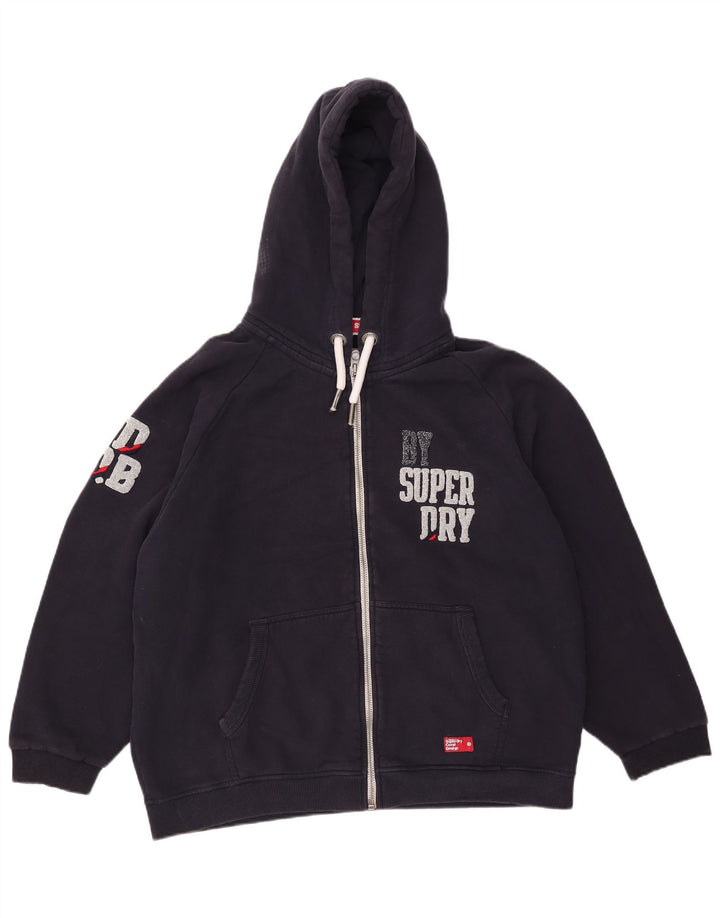 Superdry Mens Graphic Oversized Zip Hoodie Sweater Reino Unido 14 Médio Azul Marinho