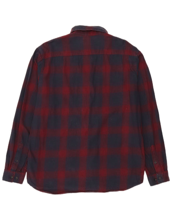 Camisa masculina Jack & Jones com zíper completo e ajuste regular, grande, azul, xadrez, algodão