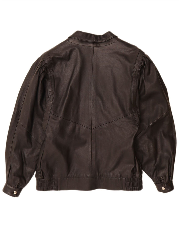 Jaqueta de couro feminina vintage IT 42 médio preto