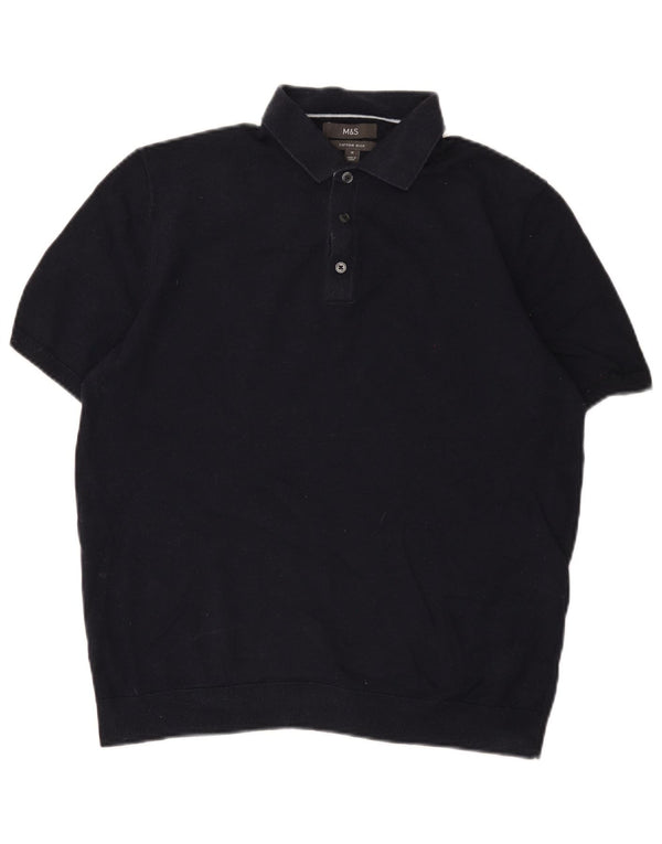 Camisa pólo masculina Marks & Spencer médio algodão azul marinho