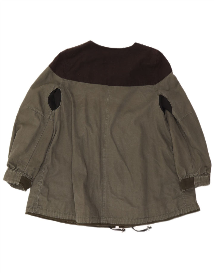 Jaqueta utilitária feminina Zara UK 10 pequena cáqui colorblock viscose