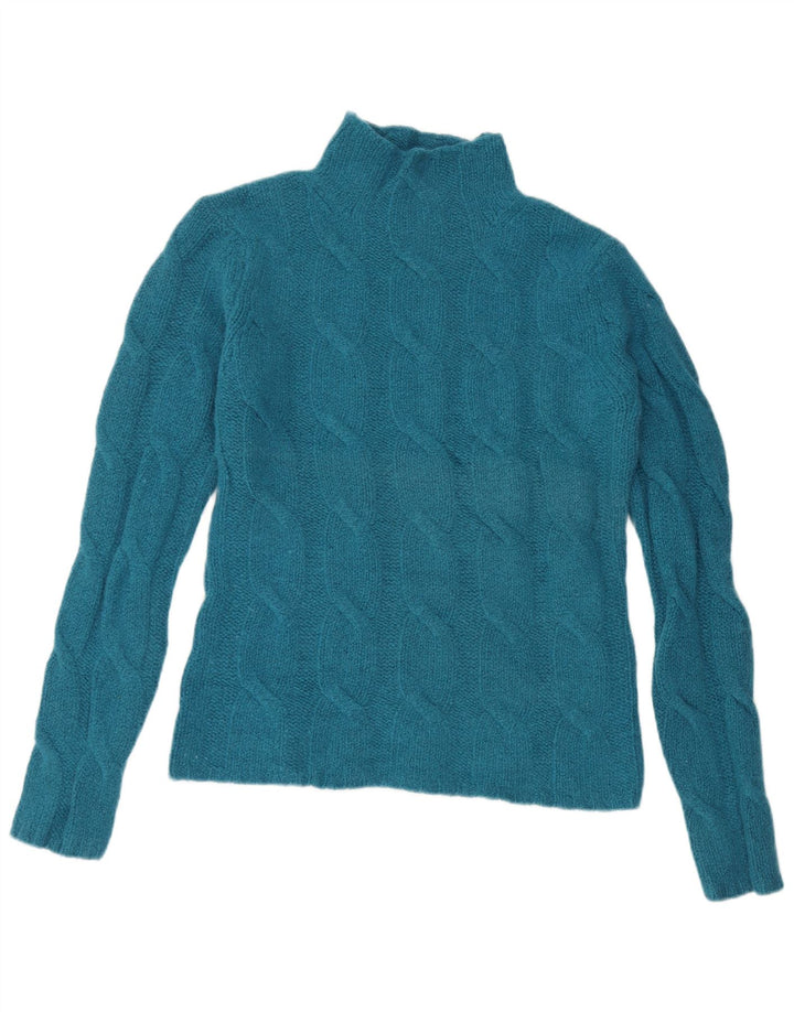EDDIE BAUER Suéter feminino com gola tartaruga Reino Unido 14 lã de cordeiro azul médio