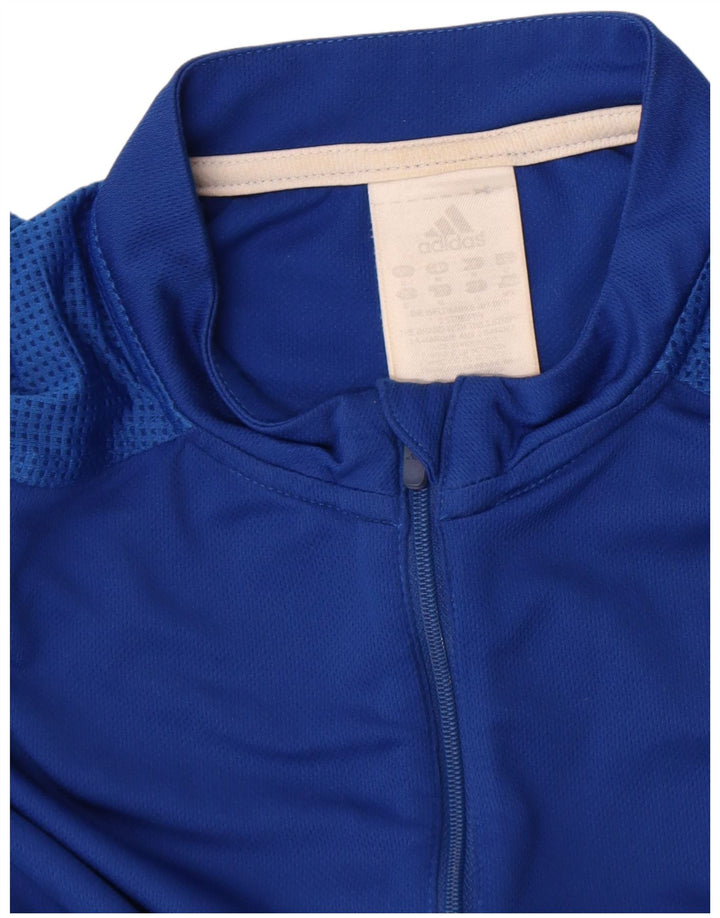 Adidas Mens Zip Neck T-Shirt Top Médio Azul Poliéster