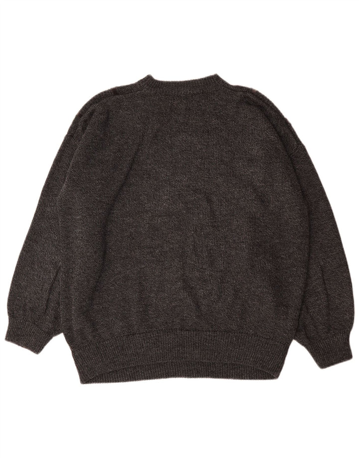 Suéter masculino vintage com gola redonda 2XL listrado cinza