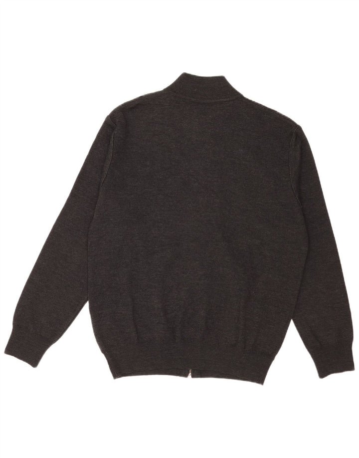 Suéter cardigã masculino vintage grande lã geométrica cinza