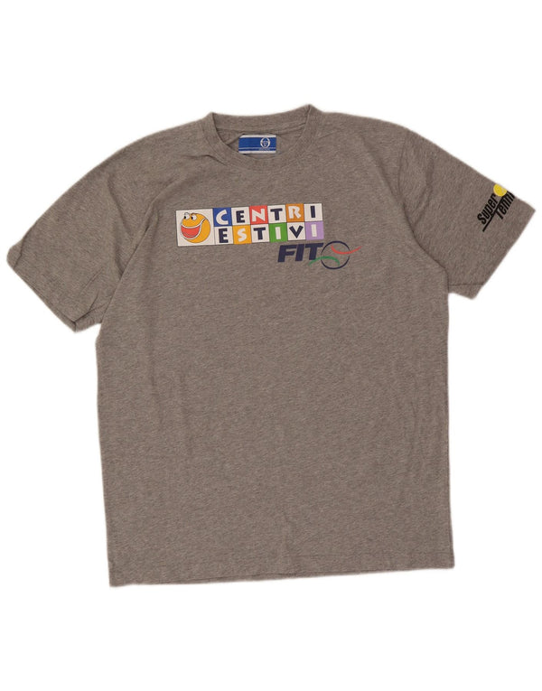 Camiseta gráfica masculina Sergio Tacchini Top grande algodão cinza