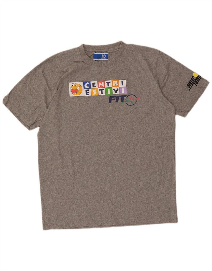 Camiseta gráfica masculina Sergio Tacchini Top grande algodão cinza