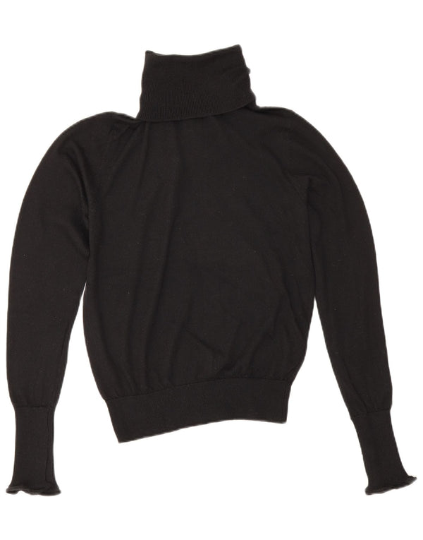Zara Suéter feminino com gola redonda e gola redonda UK 6 XS preto poliéster