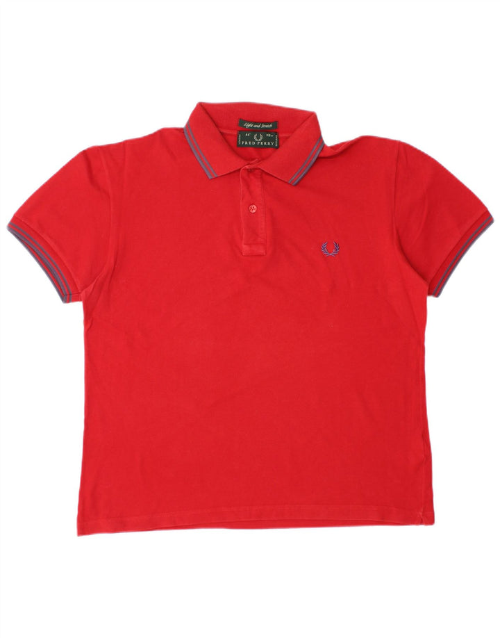 Camisa polo masculina leve e elástica Fred Perry de algodão vermelho médio