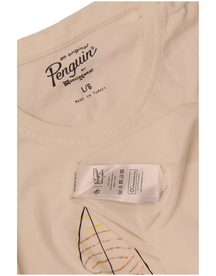 Camiseta gráfica masculina Penguin Top grande de algodão branco