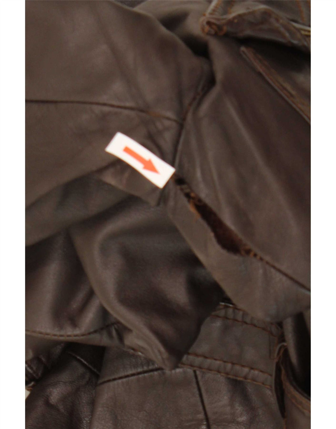 Casaco de couro feminino vintage UK 12 marrom médio