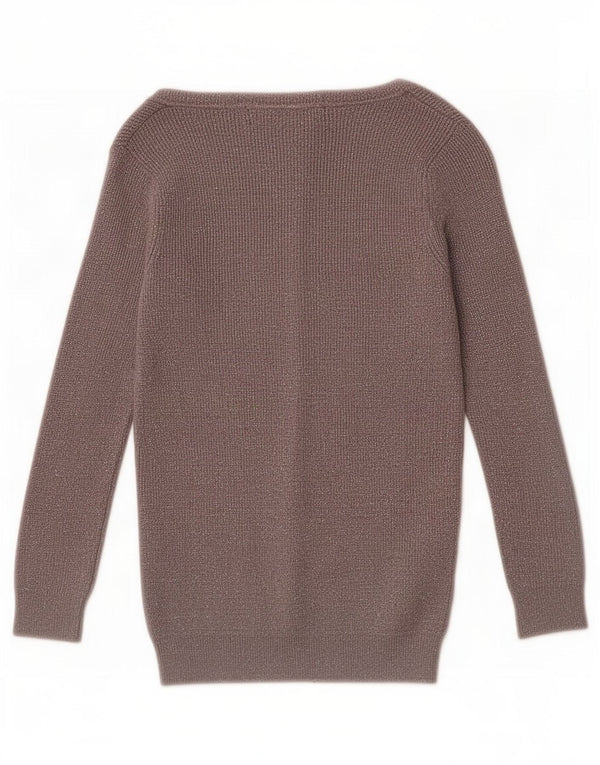 Suéter cardigã feminino Zara manga 3/4 Reino Unido 12 viscose manchada cinza médio