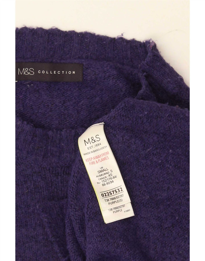 Suéter feminino Marks & Spencer com gola redonda Reino Unido 10 pequeno roxo