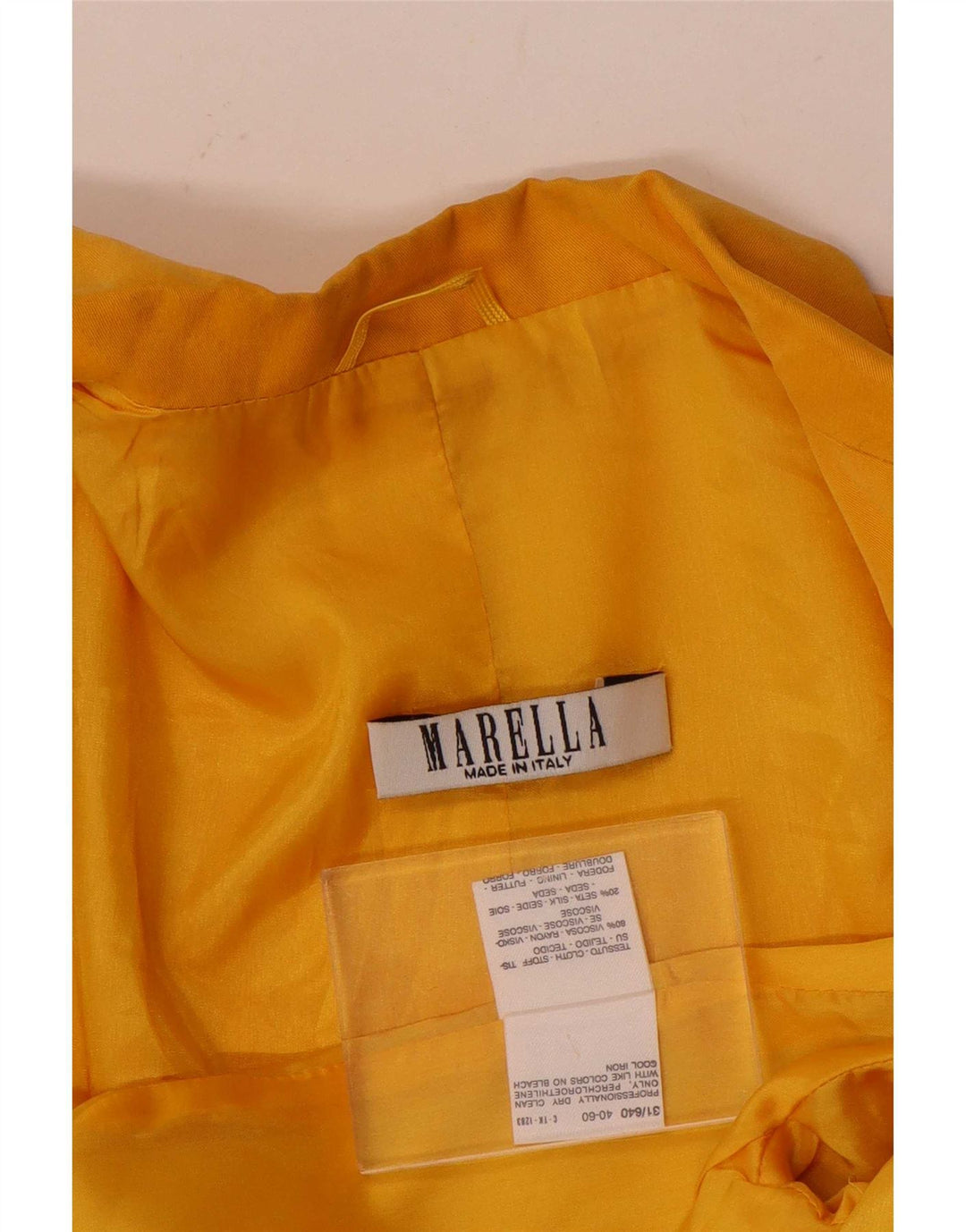 Jaqueta blazer feminina Marella de 3 botões Reino Unido 10 pequena viscose amarela