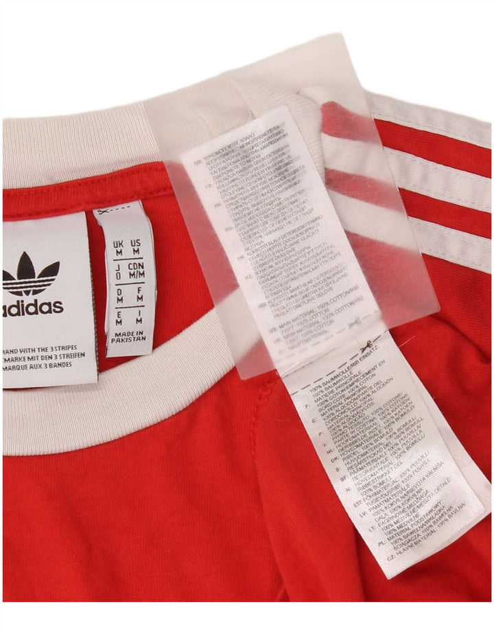 Adidas Mens Camiseta Top Médio Algodão Vermelho
