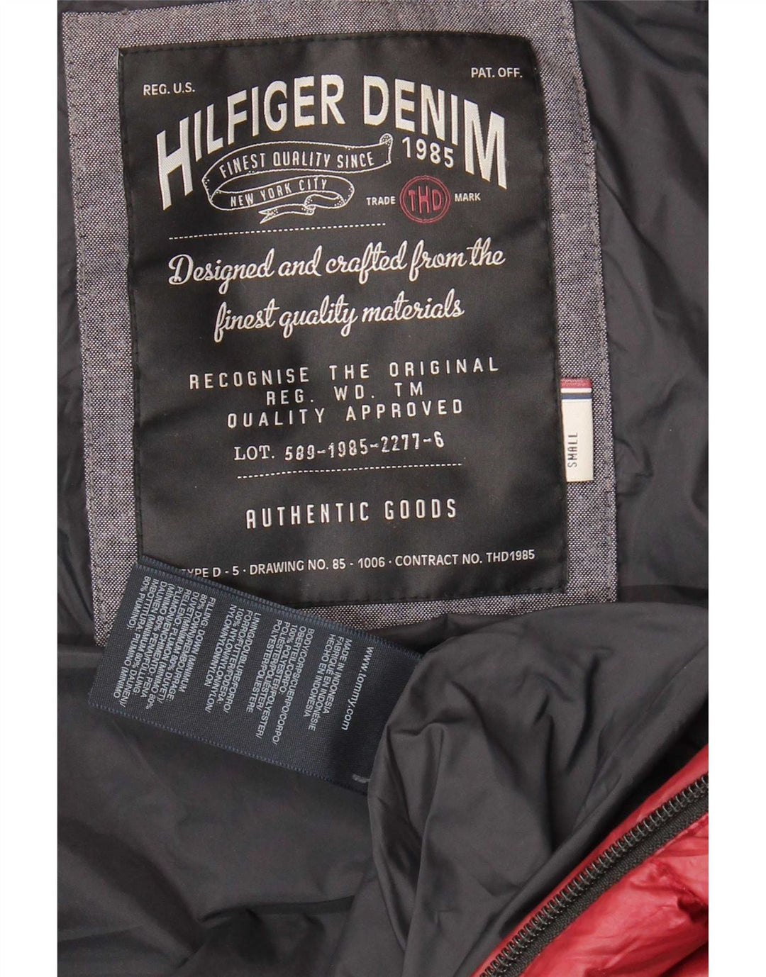 Colete acolchoado masculino Tommy Hilfiger UK 36 pequeno poliéster vermelho