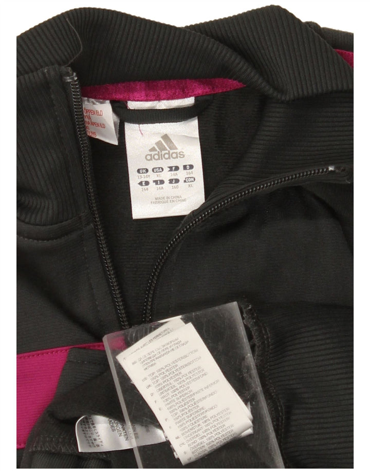 ADIDAS Meninas Graphic Tracksuit Top Jacket 13-14 Anos Preto Colorblock