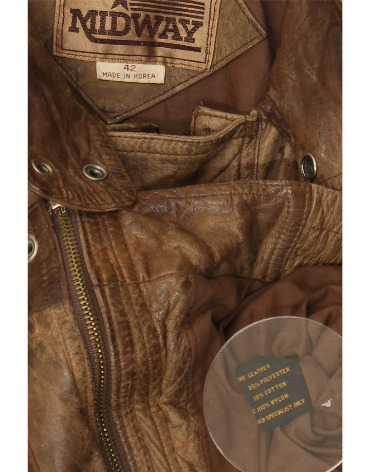 Jaqueta de couro masculina vintage UK 42 XL marrom