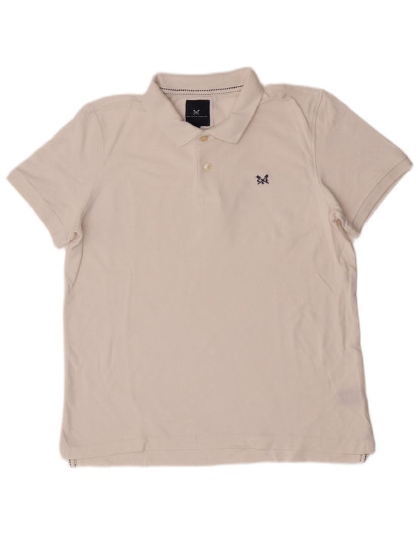 Camisa polo masculina Crew Clothing grande algodão branco