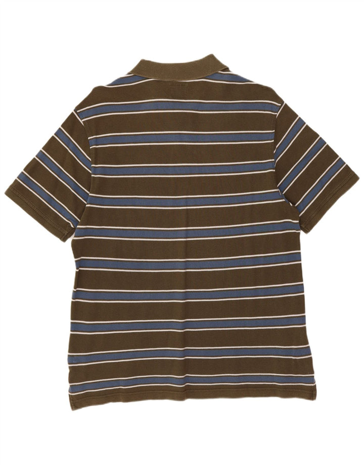 CAMPEÃO Camisa polo masculina Easy Fit grande listrada cáqui