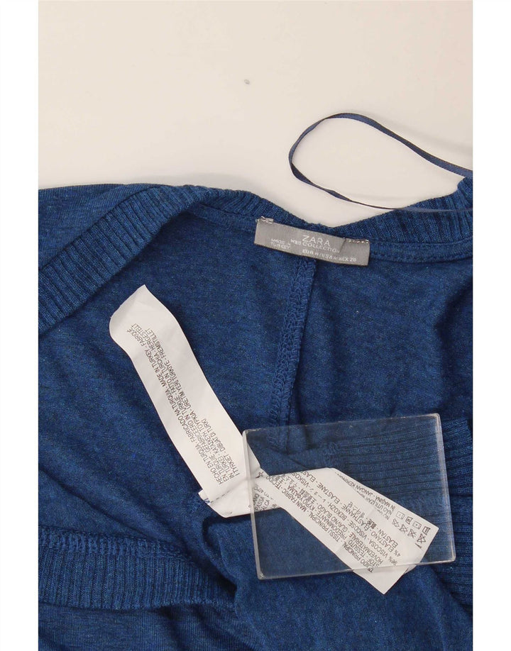 Zara Top feminino oversized manga comprida Reino Unido 14 Viscose azul médio