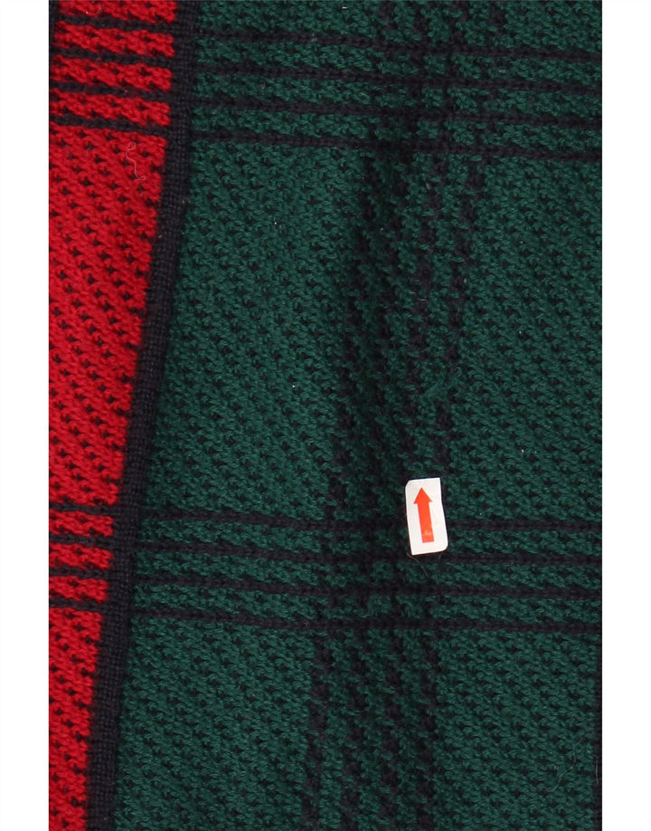 Suéter masculino VINTAGE com decote em V grande lã listrada verde
