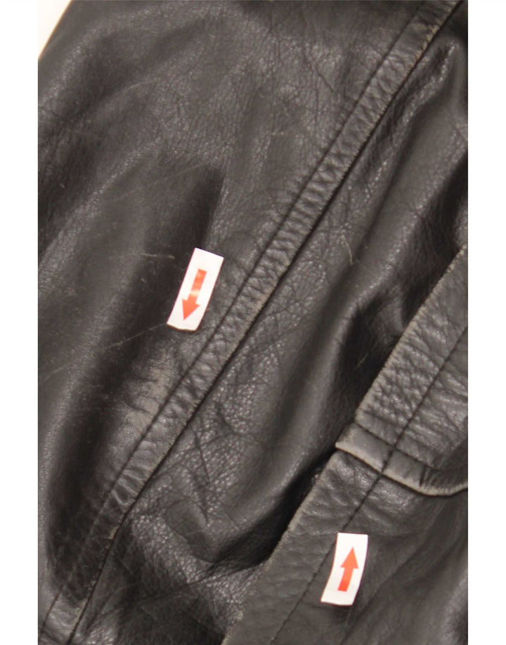 Jaqueta de couro masculina vintage UK 44 2XL preta