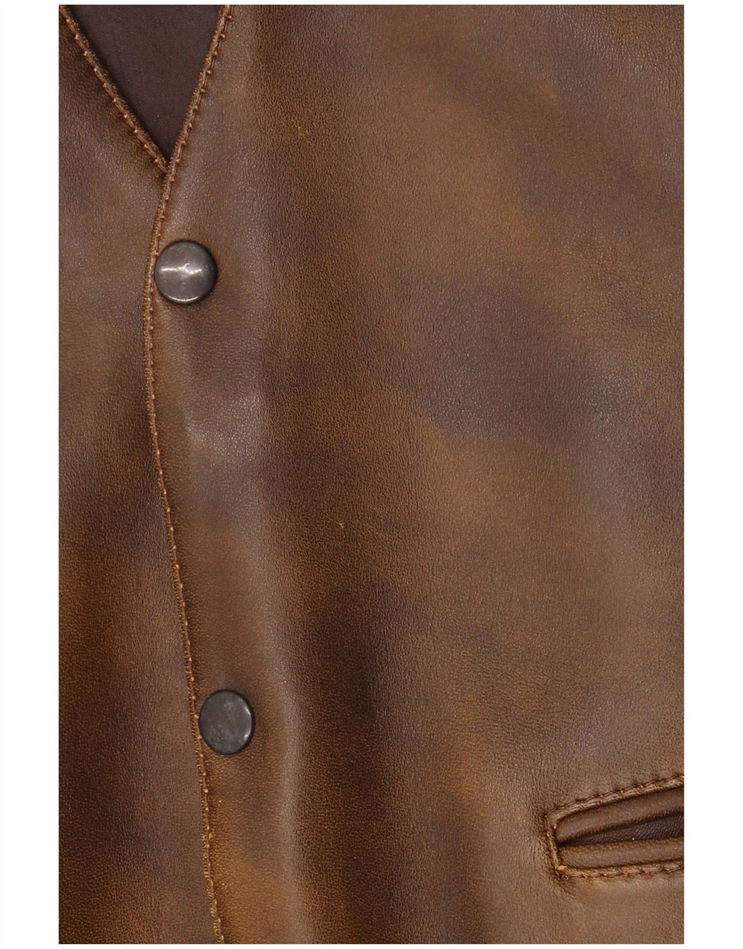 Colete de couro masculino vintage couro marrom médio
