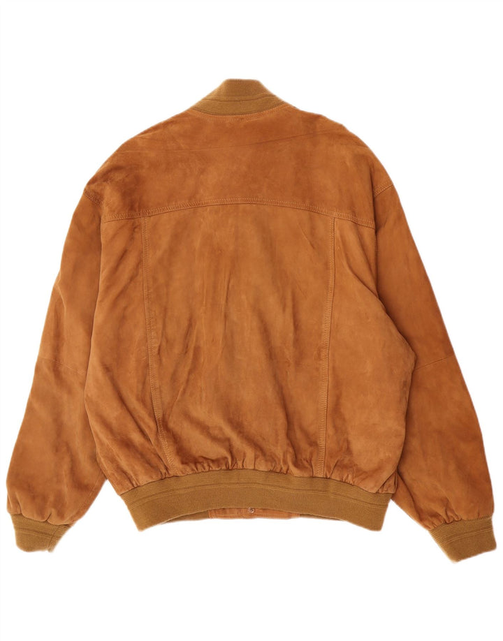Jaqueta bomber masculina vintage de camurça IT 52 XL couro marrom