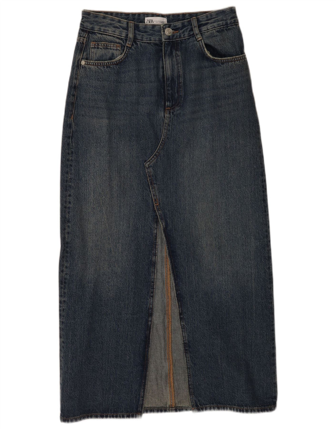 Saia jeans feminina Zara XS W24 azul