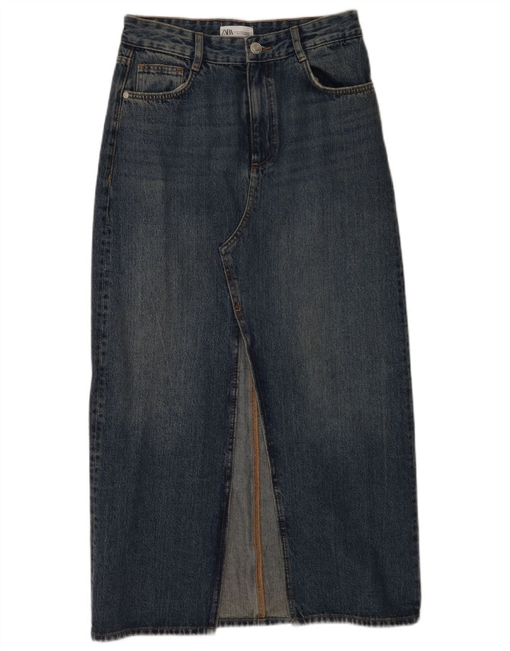 Saia jeans feminina Zara XS W24 azul